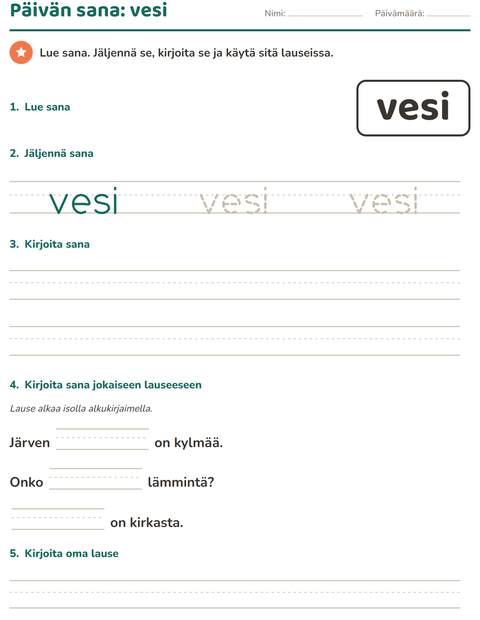Esikatselu: Yleiset sanat-tehtäväarkki, Esiopetus
