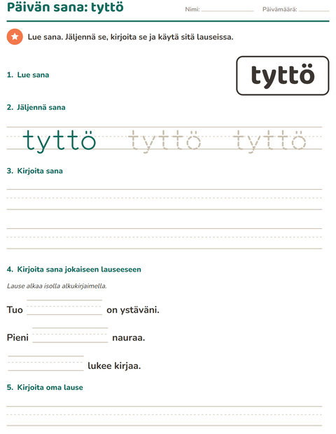 Esikatselu: Yleiset sanat-tehtäväarkki, Esiopetus