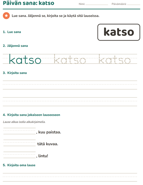 Esikatselu: Yleiset sanat-tehtäväarkki, Esiopetus