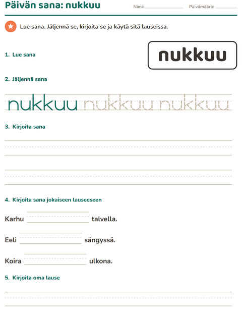 Esikatselu: Yleiset sanat-tehtäväarkki, Esiopetus