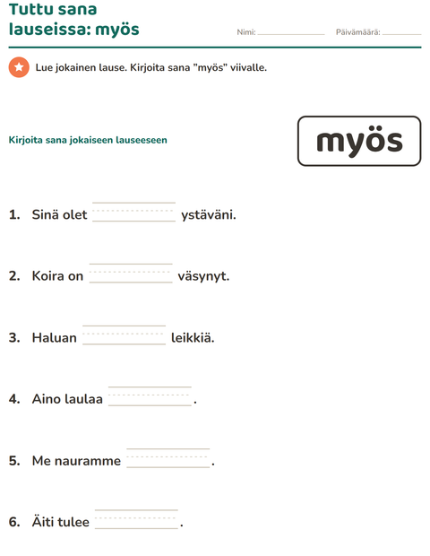 Esikatselu: Yleiset sanat-tehtäväarkki, Esiopetus