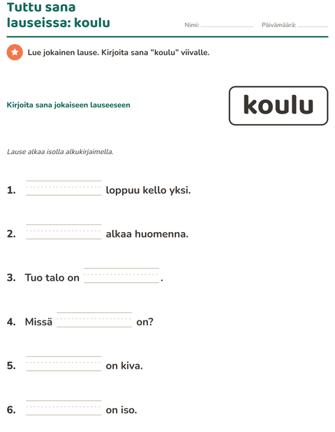 Esikatselu: Yleiset sanat-tehtäväarkki, Esiopetus