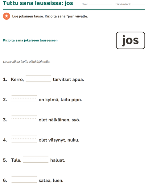 Esikatselu: Yleiset sanat-tehtäväarkki, Esiopetus