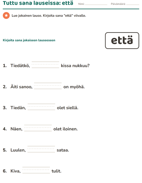 Esikatselu: Yleiset sanat-tehtäväarkki, Esiopetus
