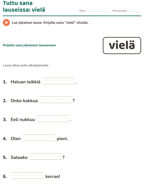 Esikatselu: Yleiset sanat-tehtäväarkki, Esiopetus