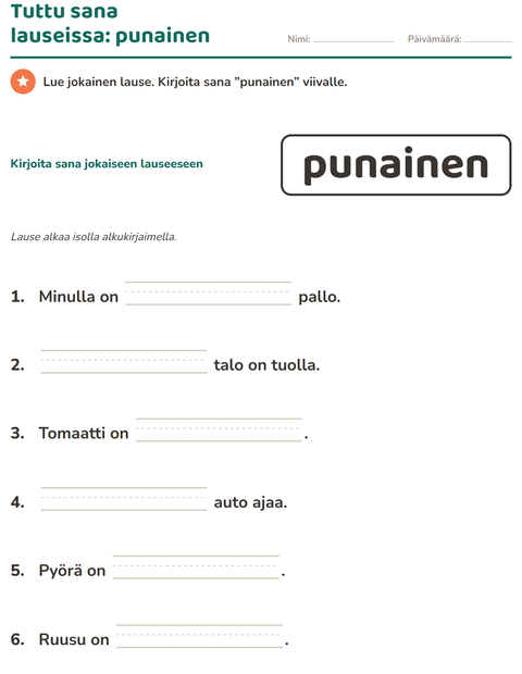 Esikatselu: Yleiset sanat-tehtäväarkki, Esiopetus
