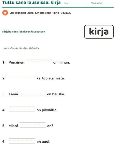 Esikatselu: Yleiset sanat-tehtäväarkki, Esiopetus