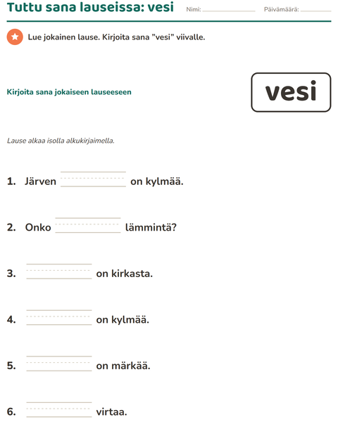 Esikatselu: Yleiset sanat-tehtäväarkki, Esiopetus