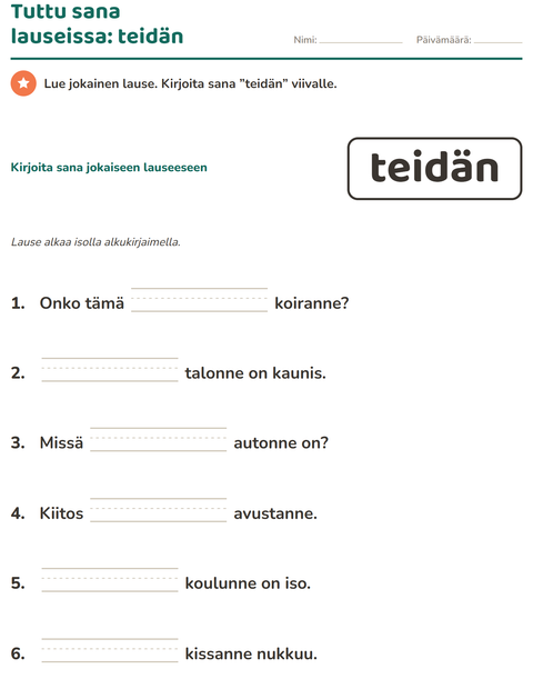 Esikatselu: Yleiset sanat-tehtäväarkki, Esiopetus