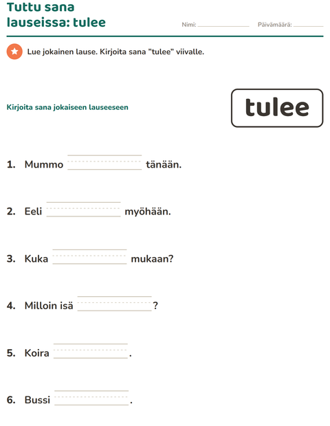 Esikatselu: Yleiset sanat-tehtäväarkki, Esiopetus