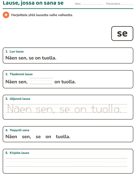 Esikatselu: Yleiset sanat-tehtäväarkki, Esiopetus