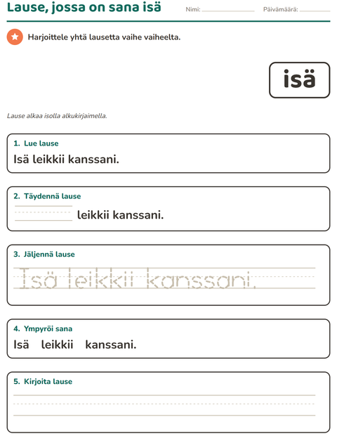 Esikatselu: Yleiset sanat-tehtäväarkki, Esiopetus