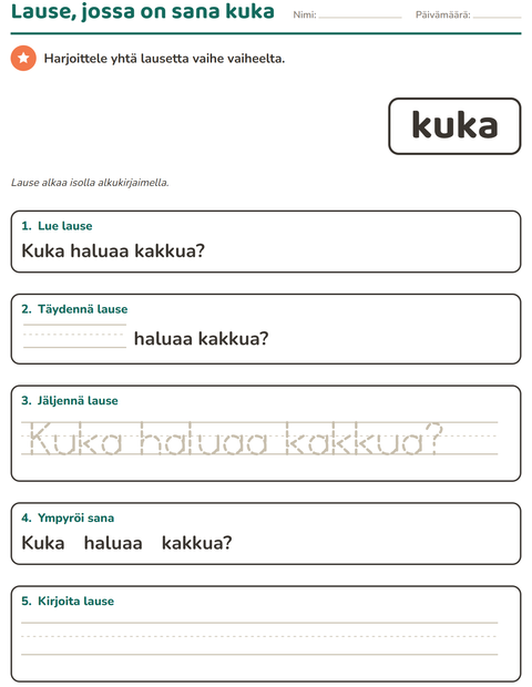 Esikatselu: Yleiset sanat-tehtäväarkki, Esiopetus