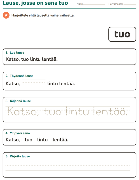 Esikatselu: Yleiset sanat-tehtäväarkki, Esiopetus