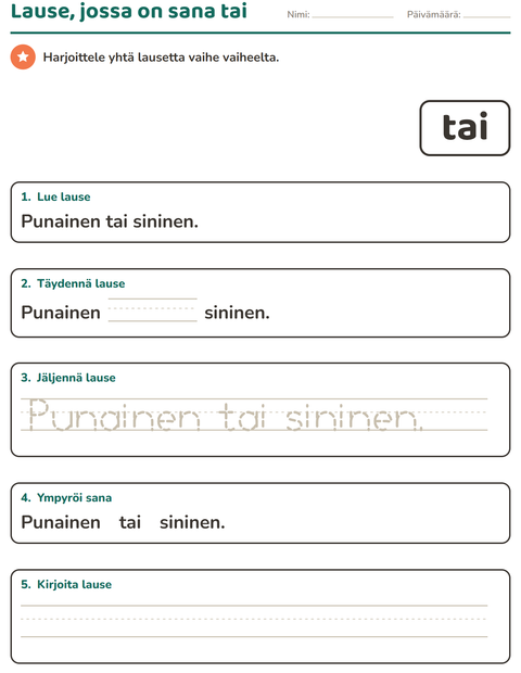 Esikatselu: Yleiset sanat-tehtäväarkki, Esiopetus