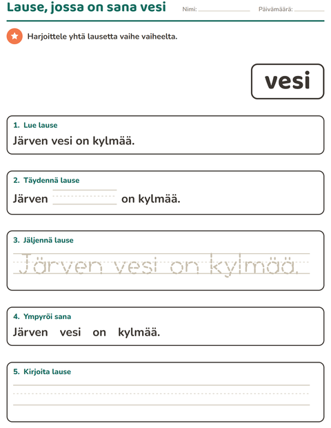 Esikatselu: Yleiset sanat-tehtäväarkki, Esiopetus