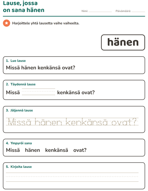 Esikatselu: Yleiset sanat-tehtäväarkki, Esiopetus