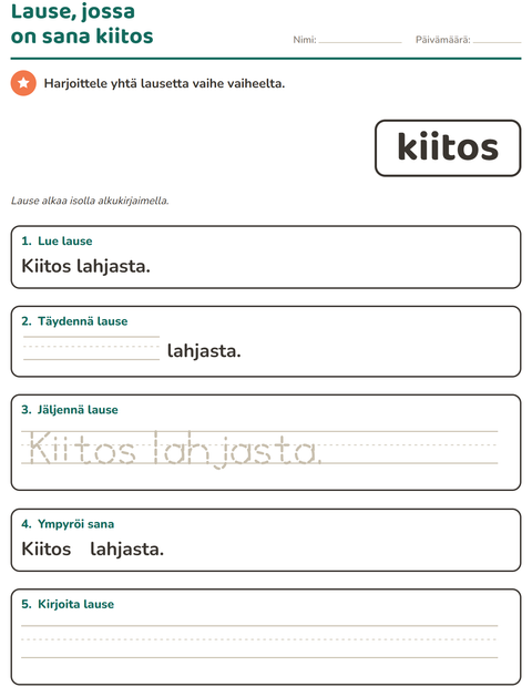 Esikatselu: Yleiset sanat-tehtäväarkki, Esiopetus