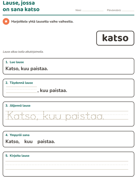 Esikatselu: Yleiset sanat-tehtäväarkki, Esiopetus