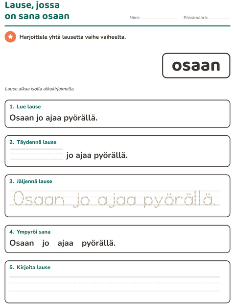 Esikatselu: Yleiset sanat-tehtäväarkki, Esiopetus