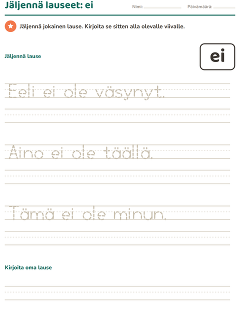 Esikatselu: Yleiset sanat-tehtäväarkki, Esiopetus