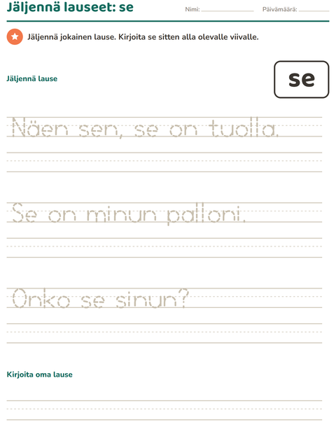 Esikatselu: Yleiset sanat-tehtäväarkki, Esiopetus