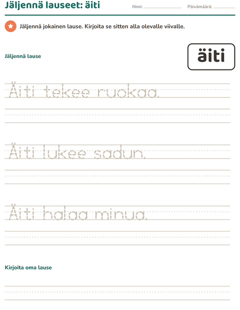 Esikatselu: Yleiset sanat-tehtäväarkki, Esiopetus