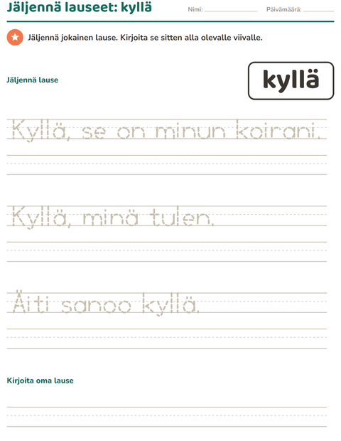Esikatselu: Yleiset sanat-tehtäväarkki, Esiopetus
