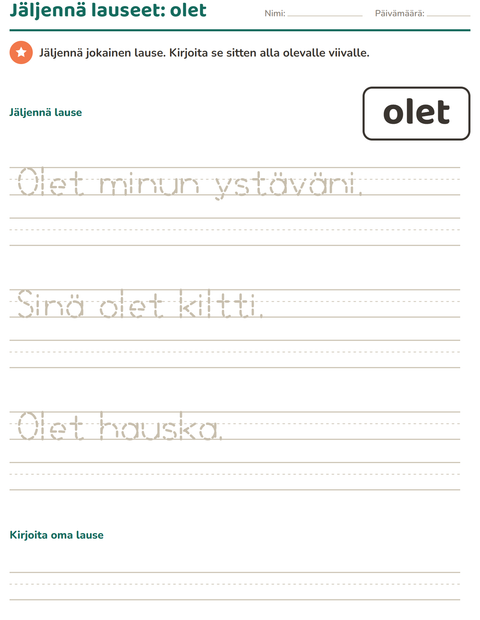 Esikatselu: Yleiset sanat-tehtäväarkki, Esiopetus