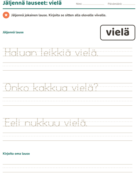 Esikatselu: Yleiset sanat-tehtäväarkki, Esiopetus