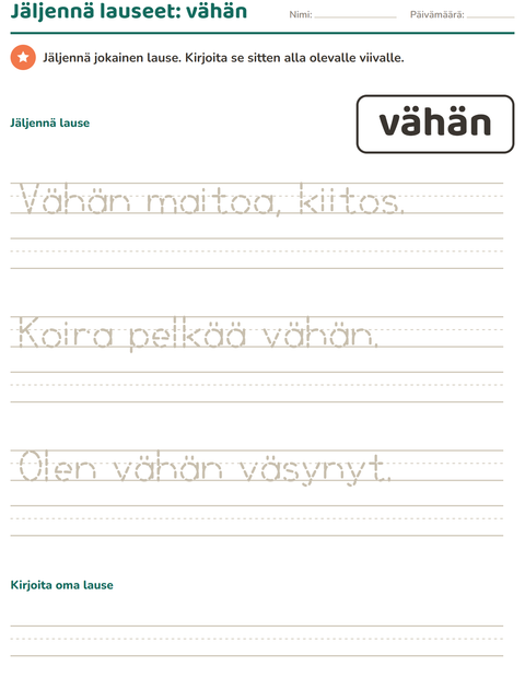 Esikatselu: Yleiset sanat-tehtäväarkki, Esiopetus
