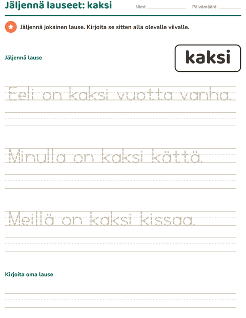 Esikatselu: Yleiset sanat-tehtäväarkki, Esiopetus
