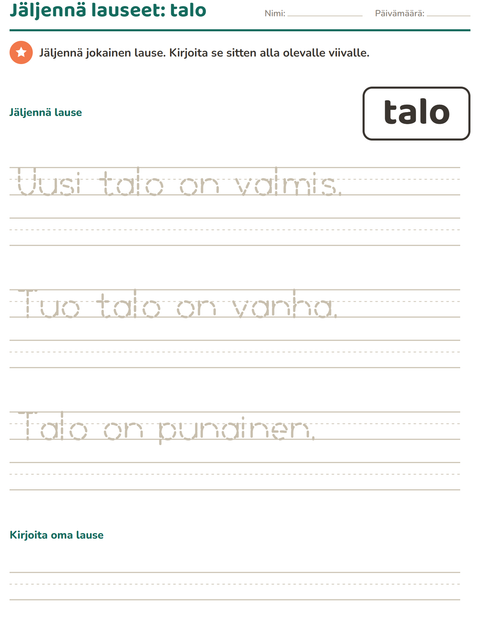 Esikatselu: Yleiset sanat-tehtäväarkki, Esiopetus