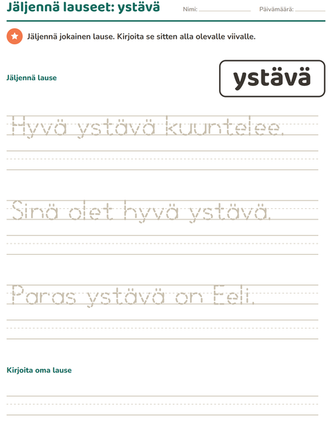 Esikatselu: Yleiset sanat-tehtäväarkki, Esiopetus