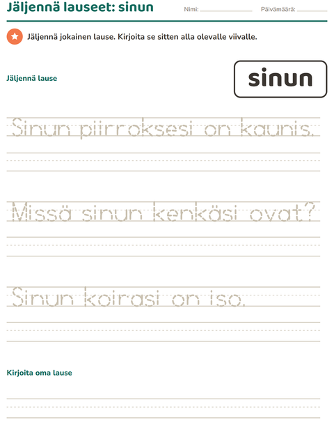 Esikatselu: Yleiset sanat-tehtäväarkki, Esiopetus