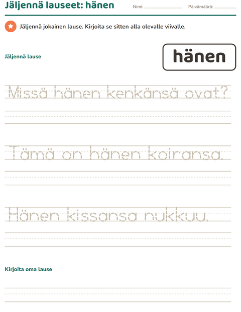Esikatselu: Yleiset sanat-tehtäväarkki, Esiopetus