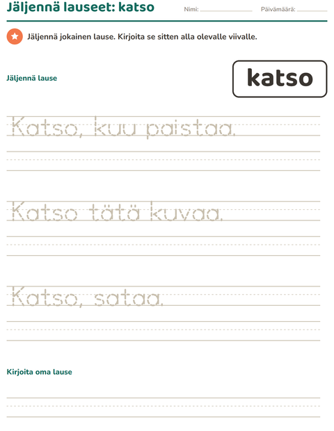 Esikatselu: Yleiset sanat-tehtäväarkki, Esiopetus