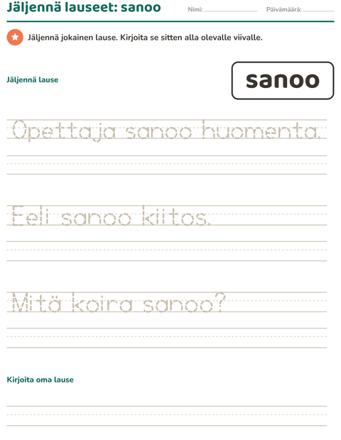 Esikatselu: Yleiset sanat-tehtäväarkki, Esiopetus