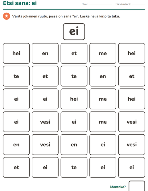 Esikatselu: Yleiset sanat-tehtäväarkki, Esiopetus