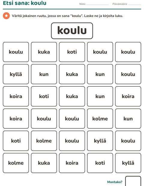 Esikatselu: Yleiset sanat-tehtäväarkki, Esiopetus