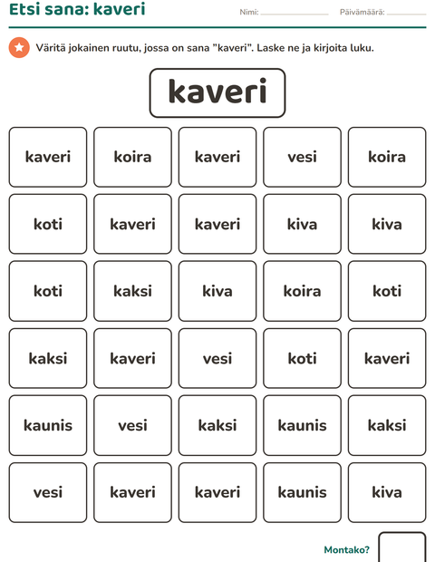 Esikatselu: Yleiset sanat-tehtäväarkki, Esiopetus