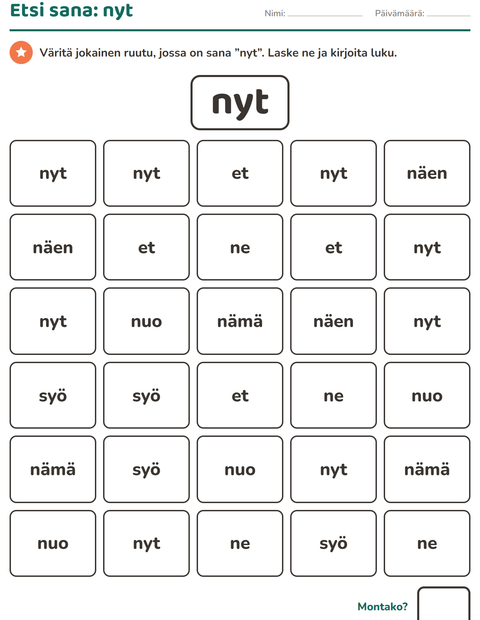 Esikatselu: Yleiset sanat-tehtäväarkki, Esiopetus