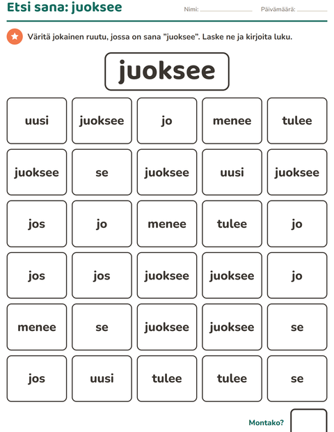 Esikatselu: Yleiset sanat-tehtäväarkki, Esiopetus
