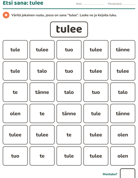 Esikatselu: Yleiset sanat-tehtäväarkki, Esiopetus