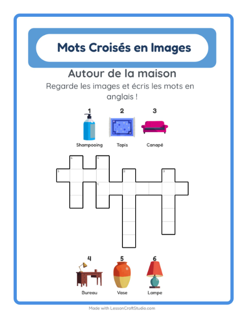 Mots croisés en anglais – Autour de la maison