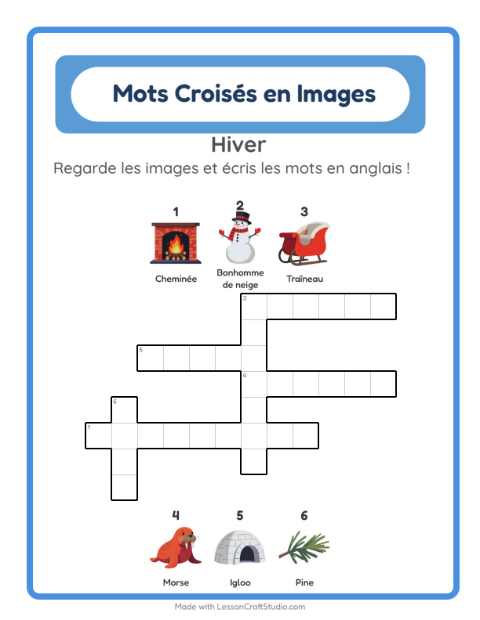 Mots croisés en anglais – Hiver