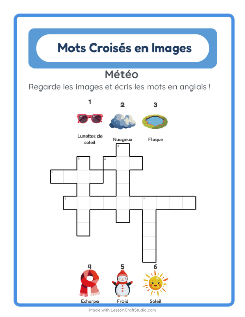 Mots croisés en anglais – Météo
