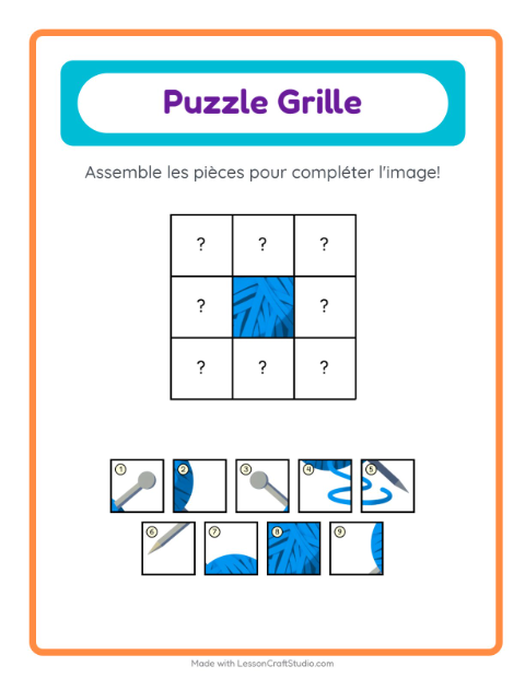 Aperçu de la fiche Appariement En Grille avec Activités pour École maternelle (grande section, 5-7 ans)