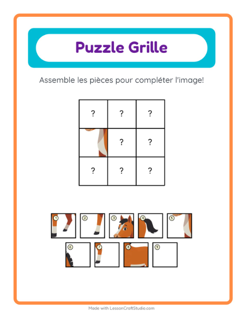 Aperçu de la fiche Appariement En Grille avec Animaux pour École maternelle (grande section, 5-7 ans)