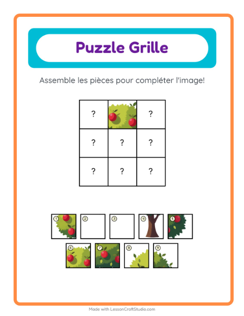 Aperçu de la fiche Appariement En Grille avec Arbres pour École maternelle (grande section, 5-7 ans)